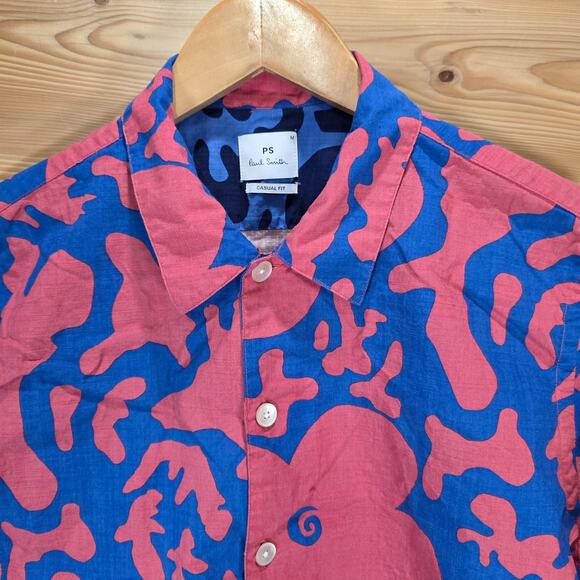 Paul Smith Floral Short Sleeve Button Shirt Men Medium Casual Fit MSRP 195$ - Picture 2 of 8